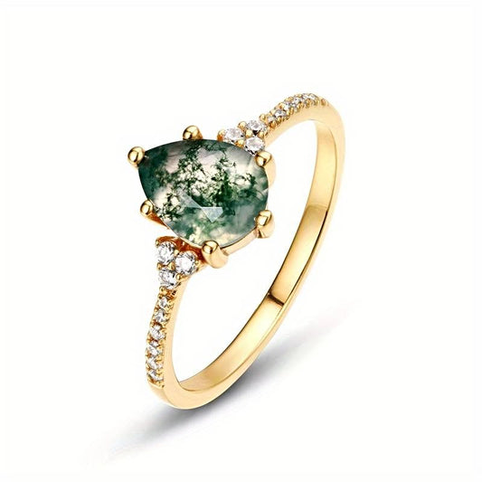 Verdant Beauty - Moss Agate Ring (Sterling Silver)