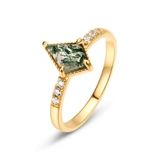 Verde Forest - Tranquil Moss Agate Ring (Sterling Silver)